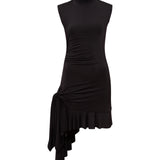 TENA - Sleeveless jersey dress with side tie and ruffle details