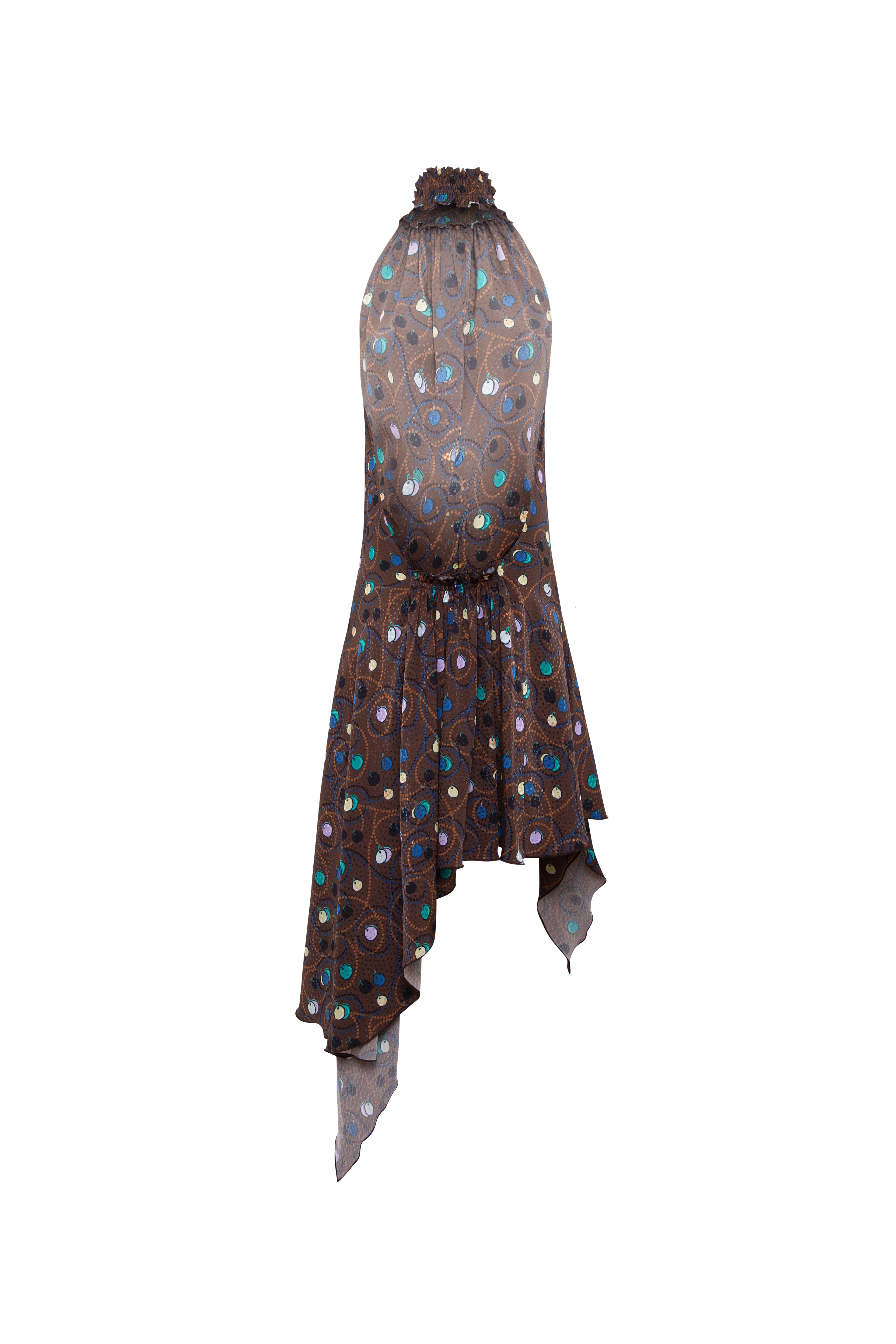 TONI - Satin halter-neck printed mini dress