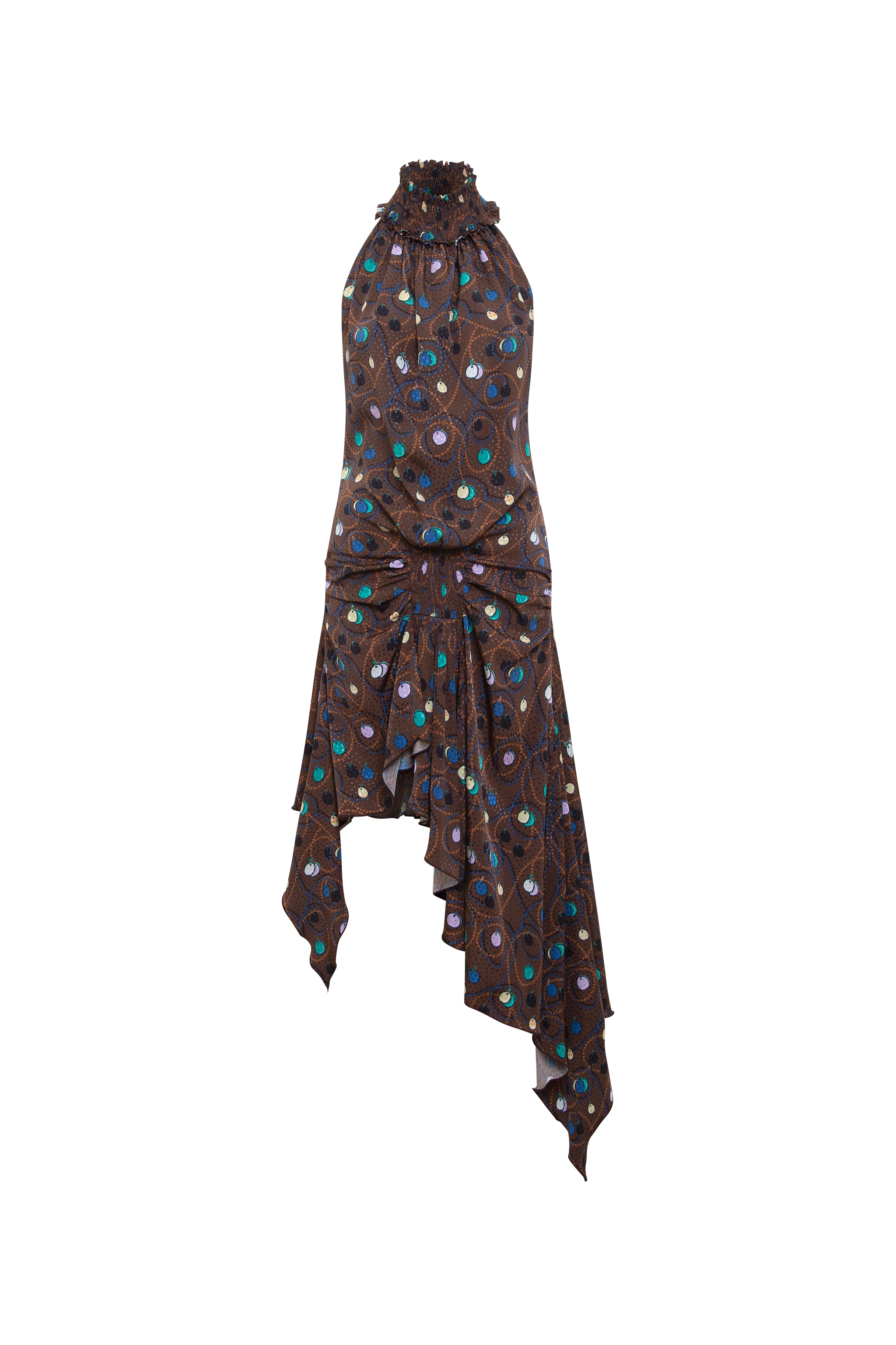 TONI - Satin halter-neck printed mini dress
