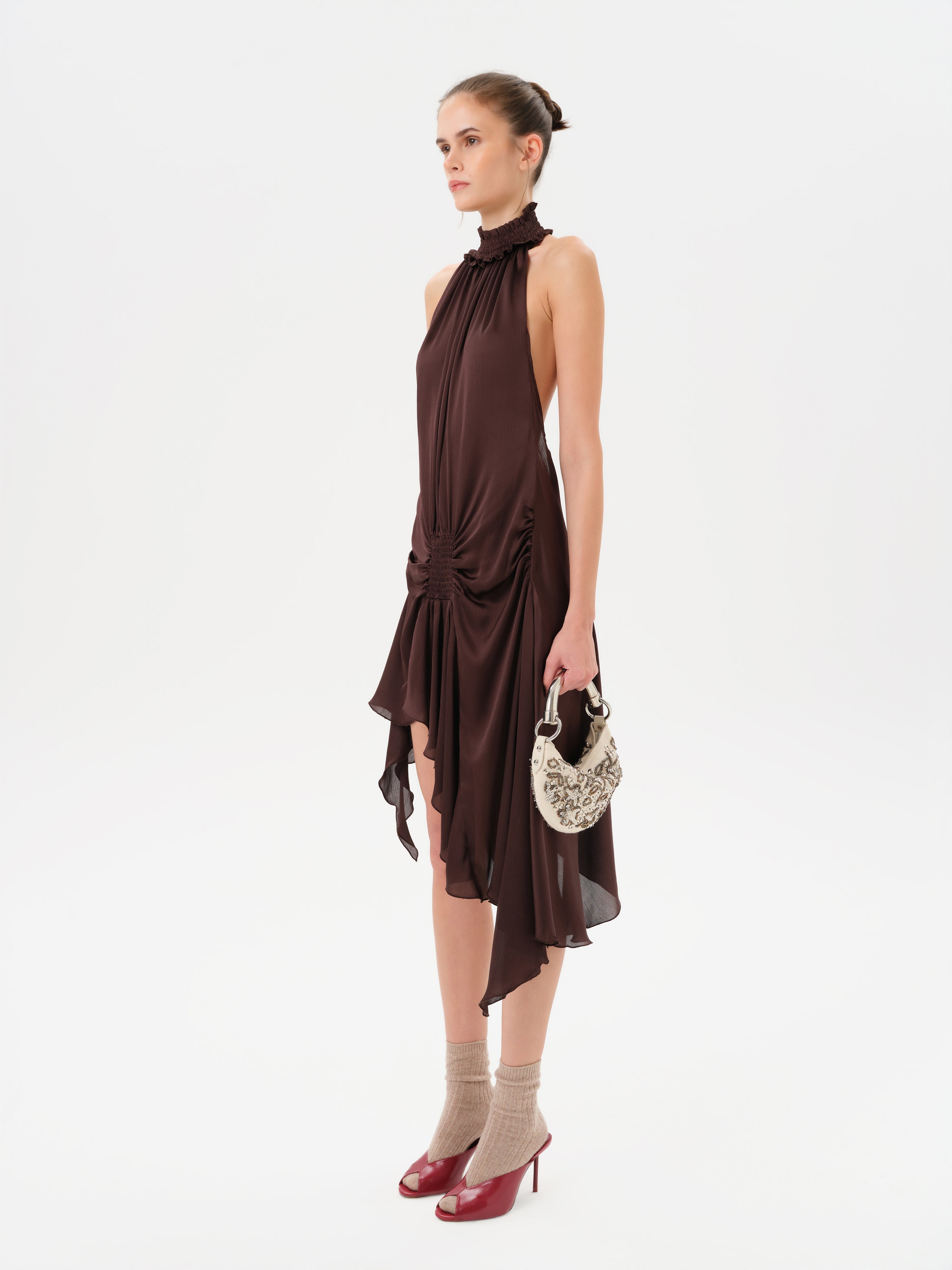 TONI - Satin halter-neck mini dress