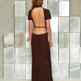 TOVI - Gold studded open-back jersey maxi dress