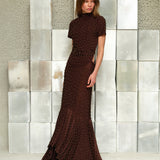 TOVI - Gold studded open-back jersey maxi dress