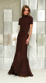 TOVI - Gold studded open-back jersey maxi dress