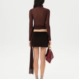 TYRA - Low-rise embellished corduroy mini skirt