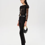 UMA - Semi sheer lace top with front button closure