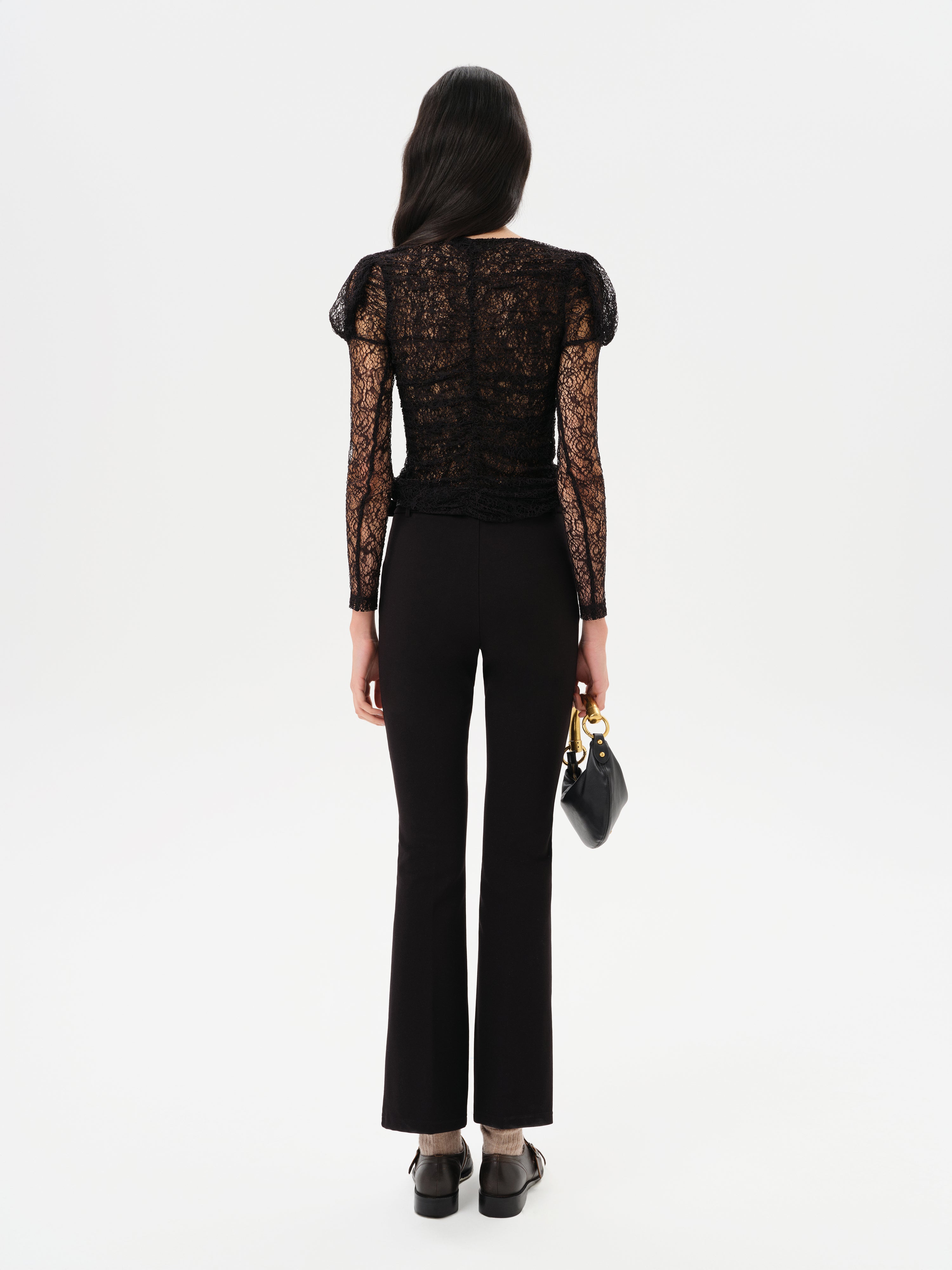 UMA - Semi sheer lace top with front button closure