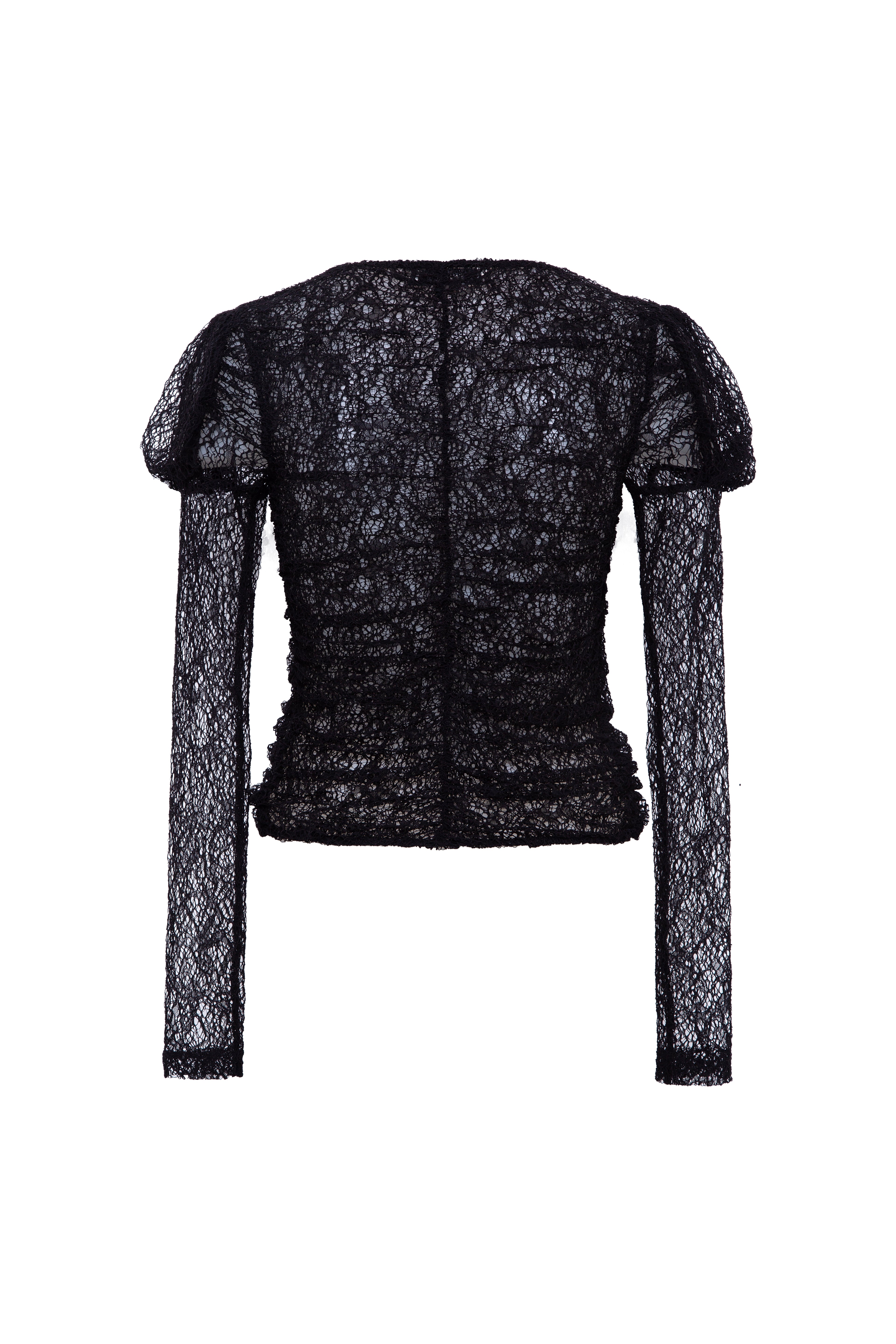 UMA - Semi sheer lace top with front button closure
