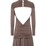 VERA - Open back jersey mini dress with ruching