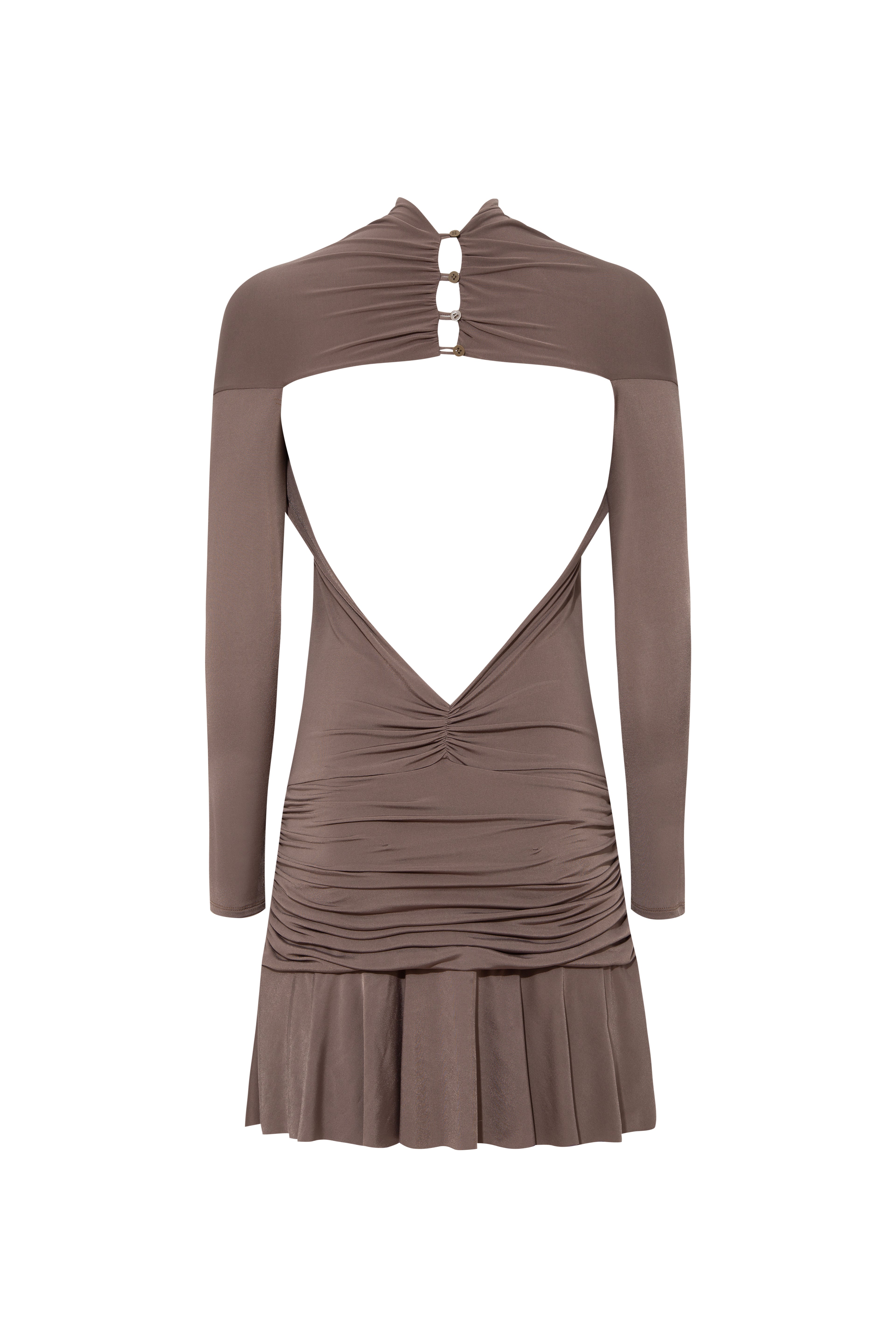 VERA - Open back jersey mini dress with ruching