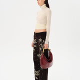 VERA - Low-rise corduroy pants with all-over embroidery