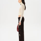 VERA - Low-rise corduroy pants with all-over embroidery
