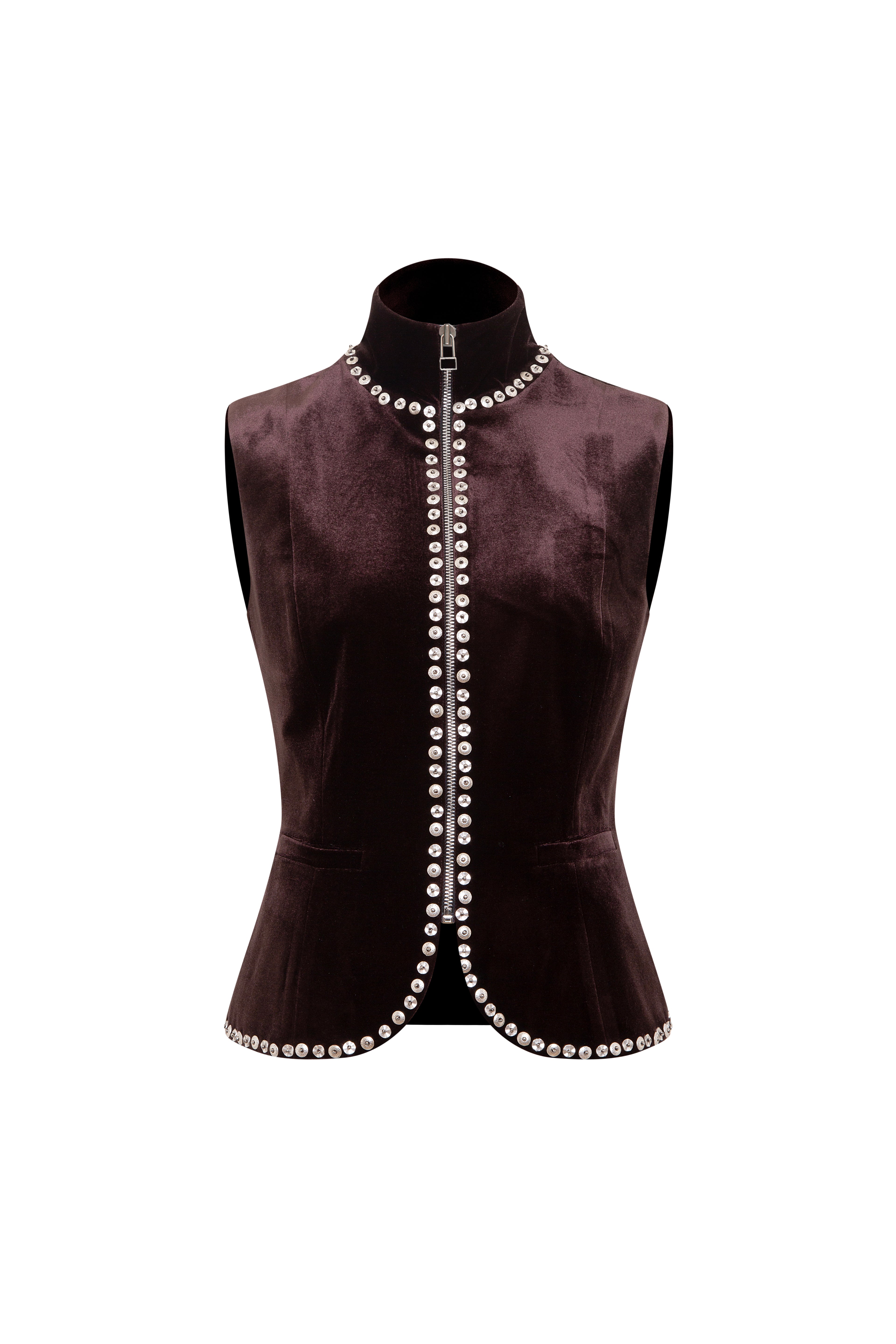 VEXA - Studded velvet zip vest