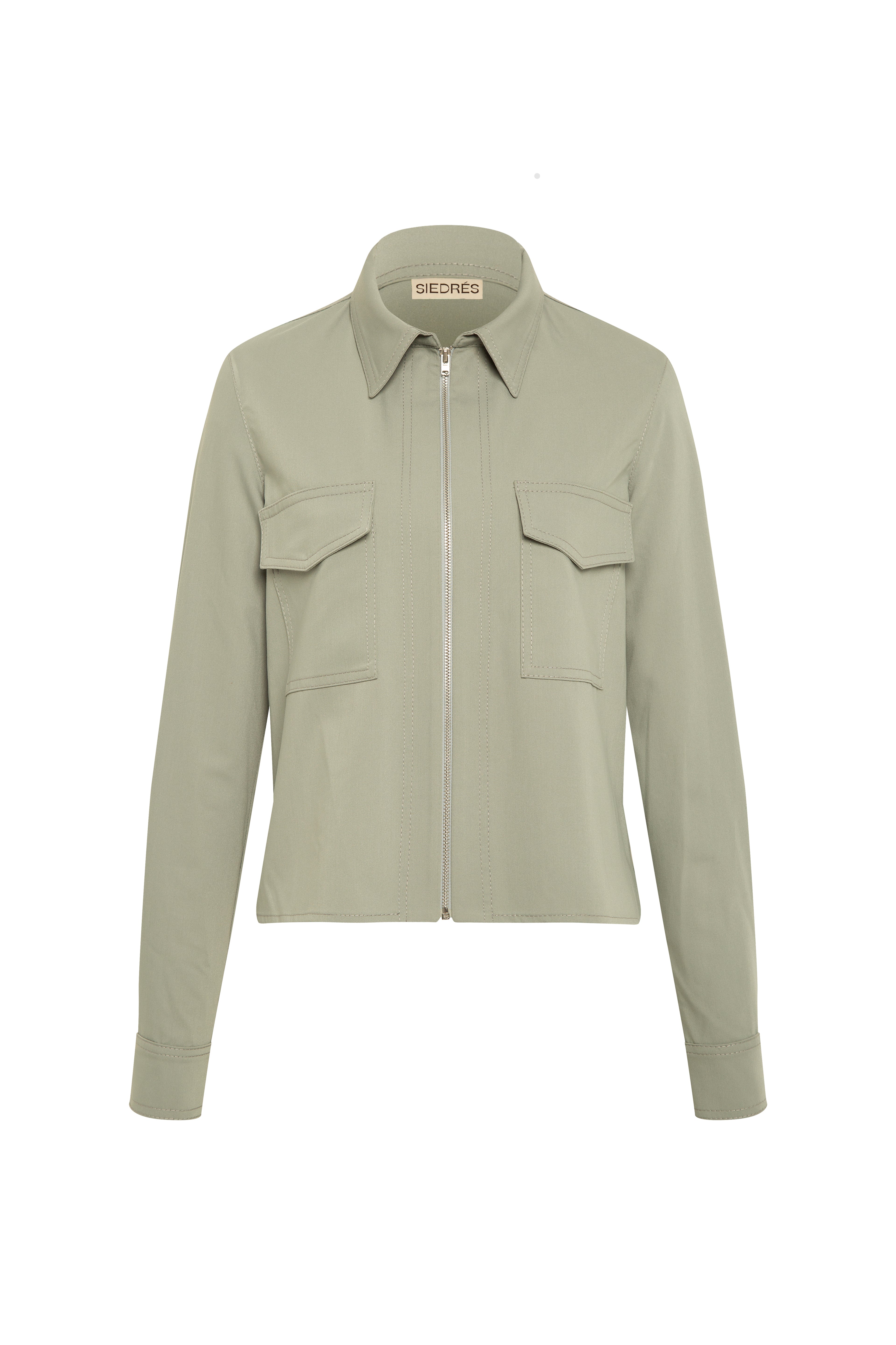 VINDA - Zip-up shirt jacket with patch pockets