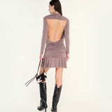 VERA - Open back jersey mini dress with ruching