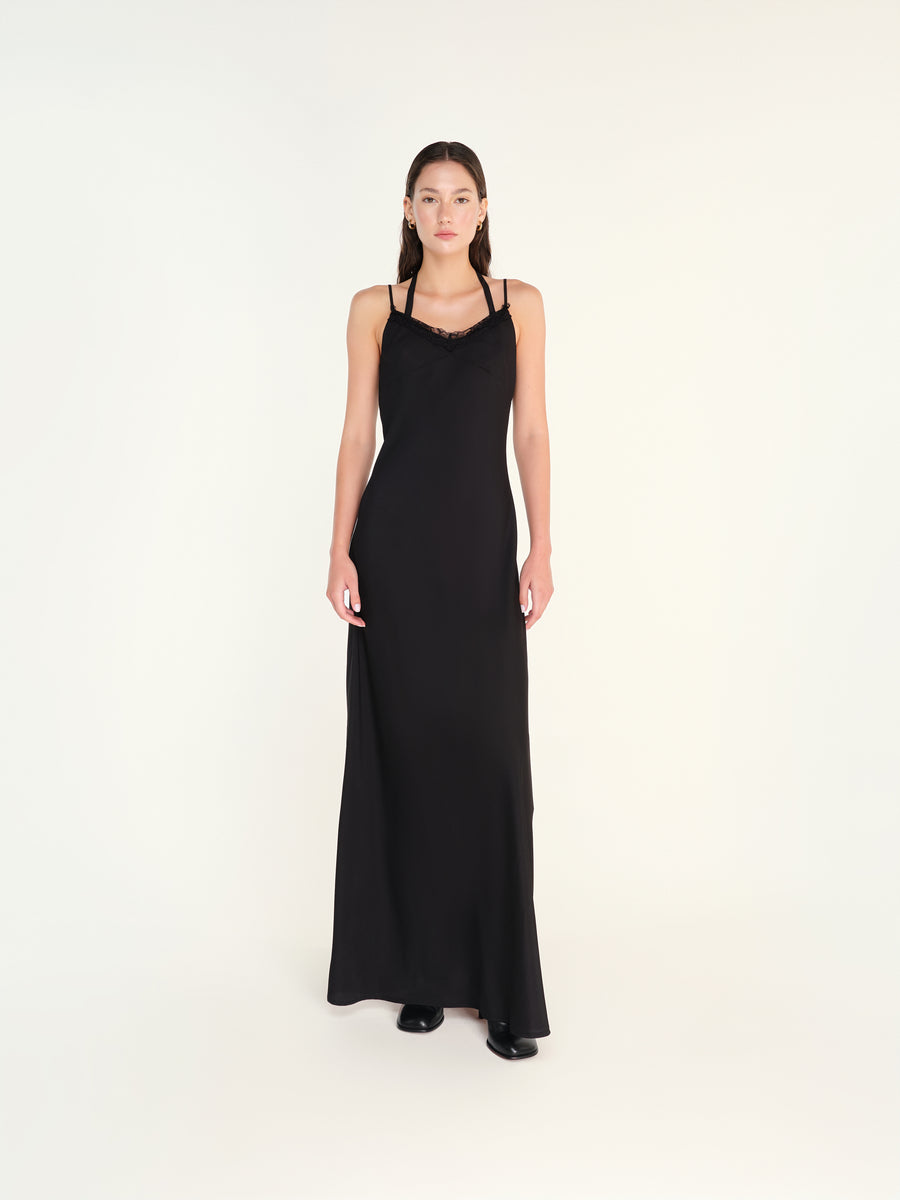 AURON - Lace detailed halterneck maxi dress