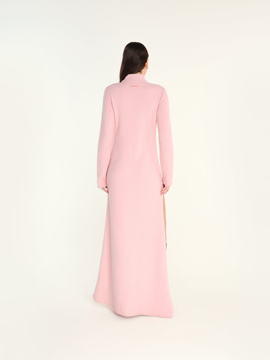 FIENA - Turtleneck long sleeve knit dress with deep slit