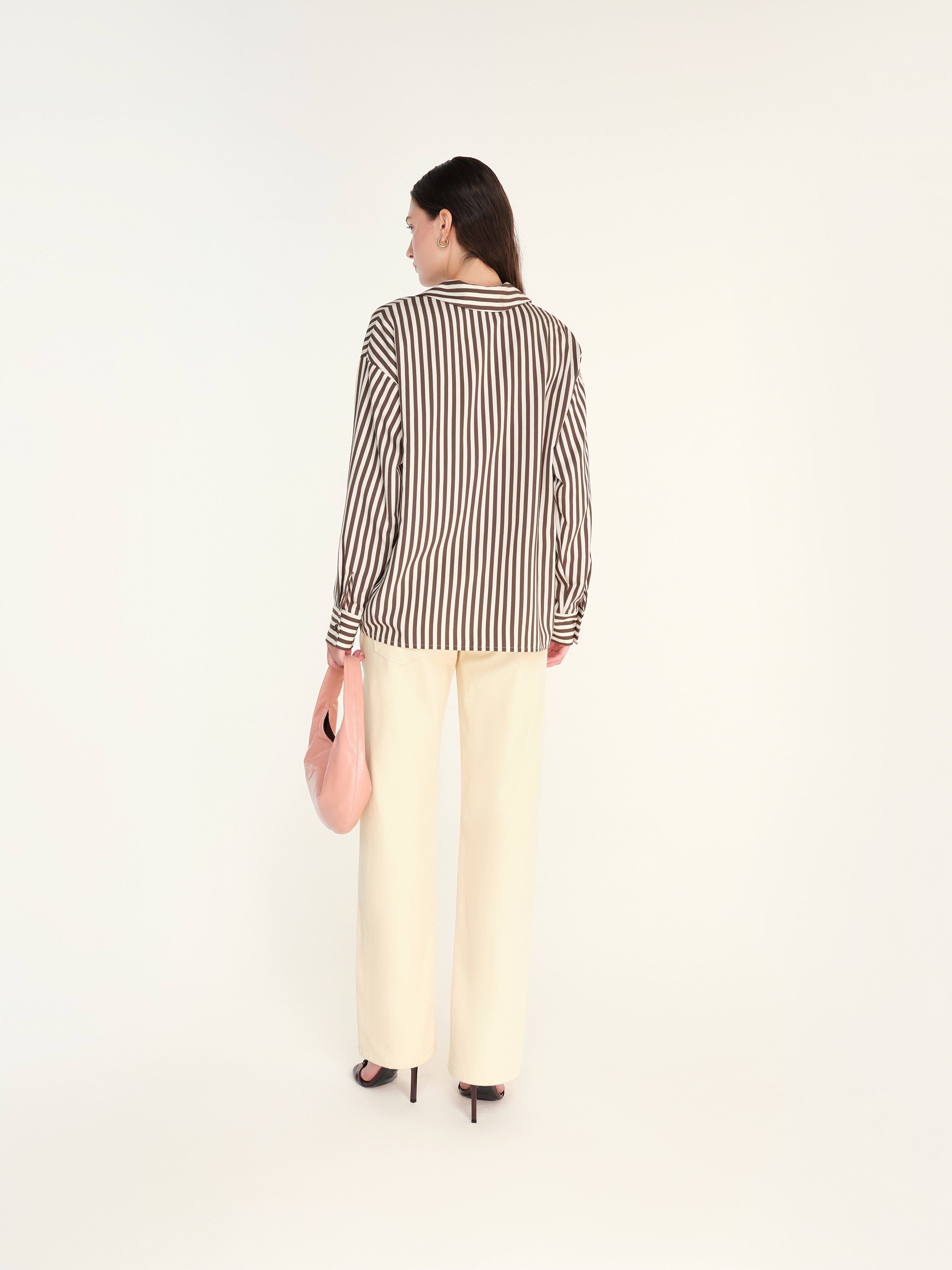LINDY - Open-collar striped long sleeve shirt