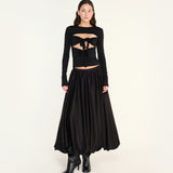 LENNA - Tie-front long sleeved jersey top