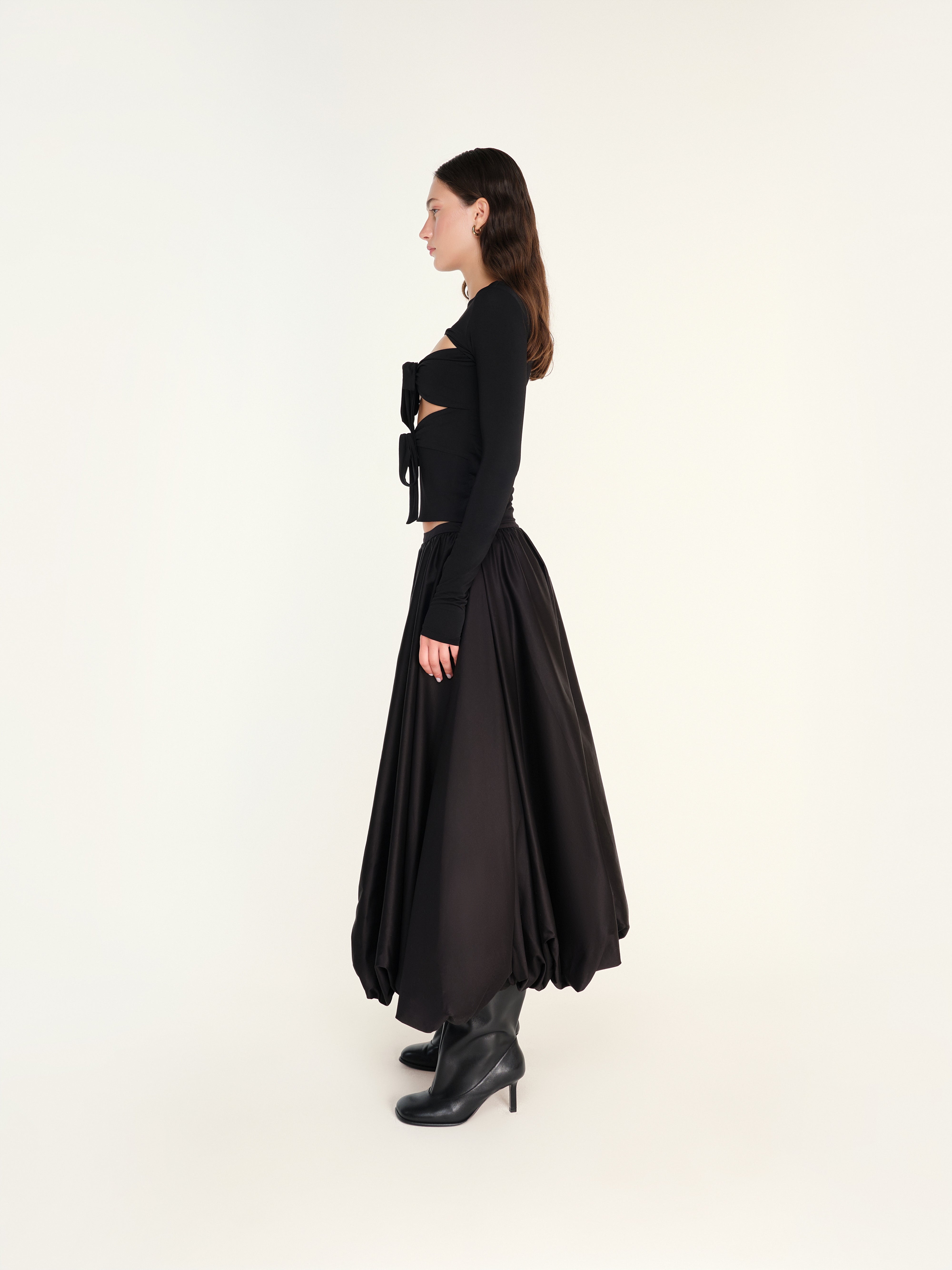 LENNA - Tie-front long sleeved jersey top