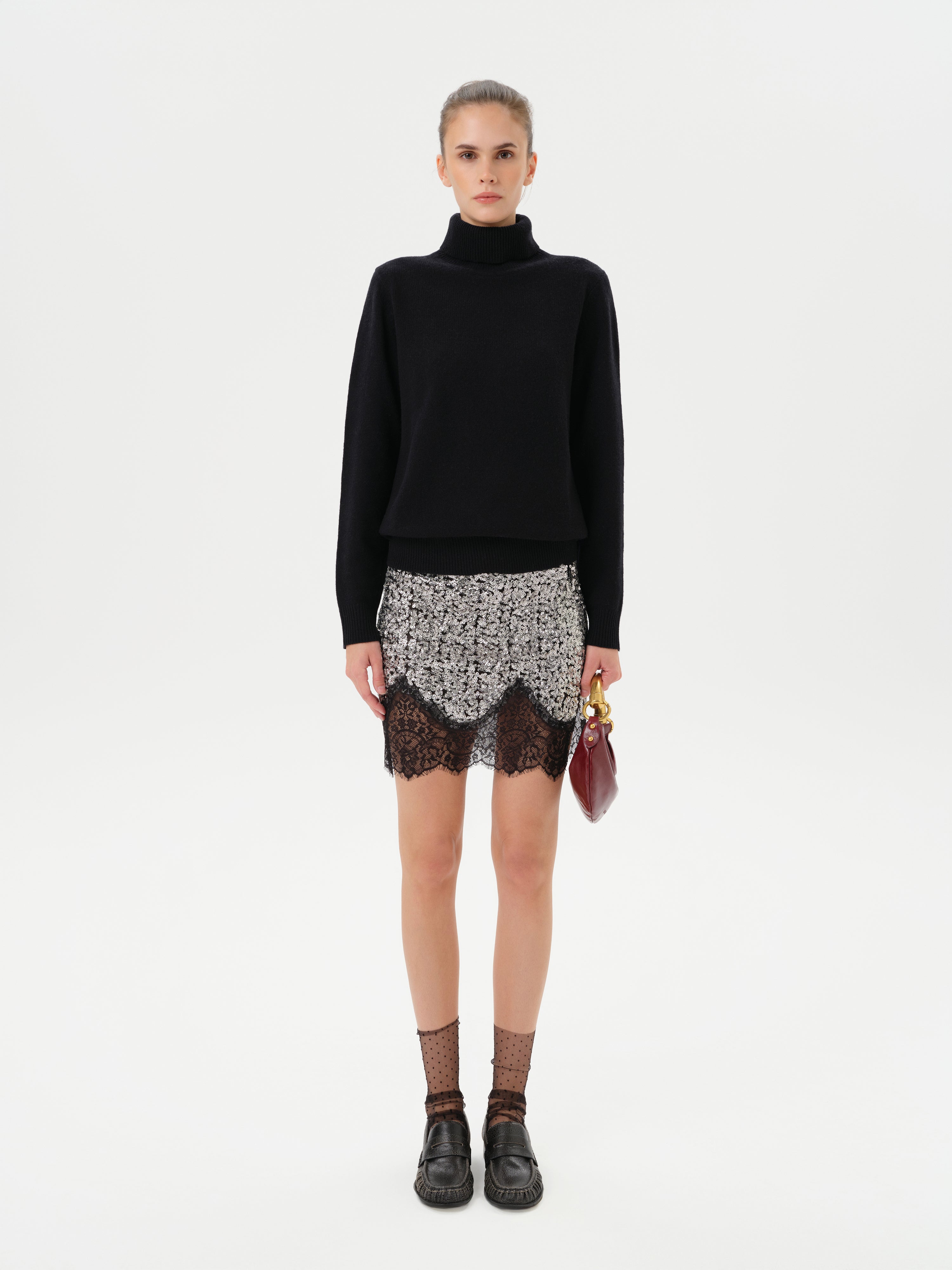 WITZ - Sequin mini skirt with lace trims