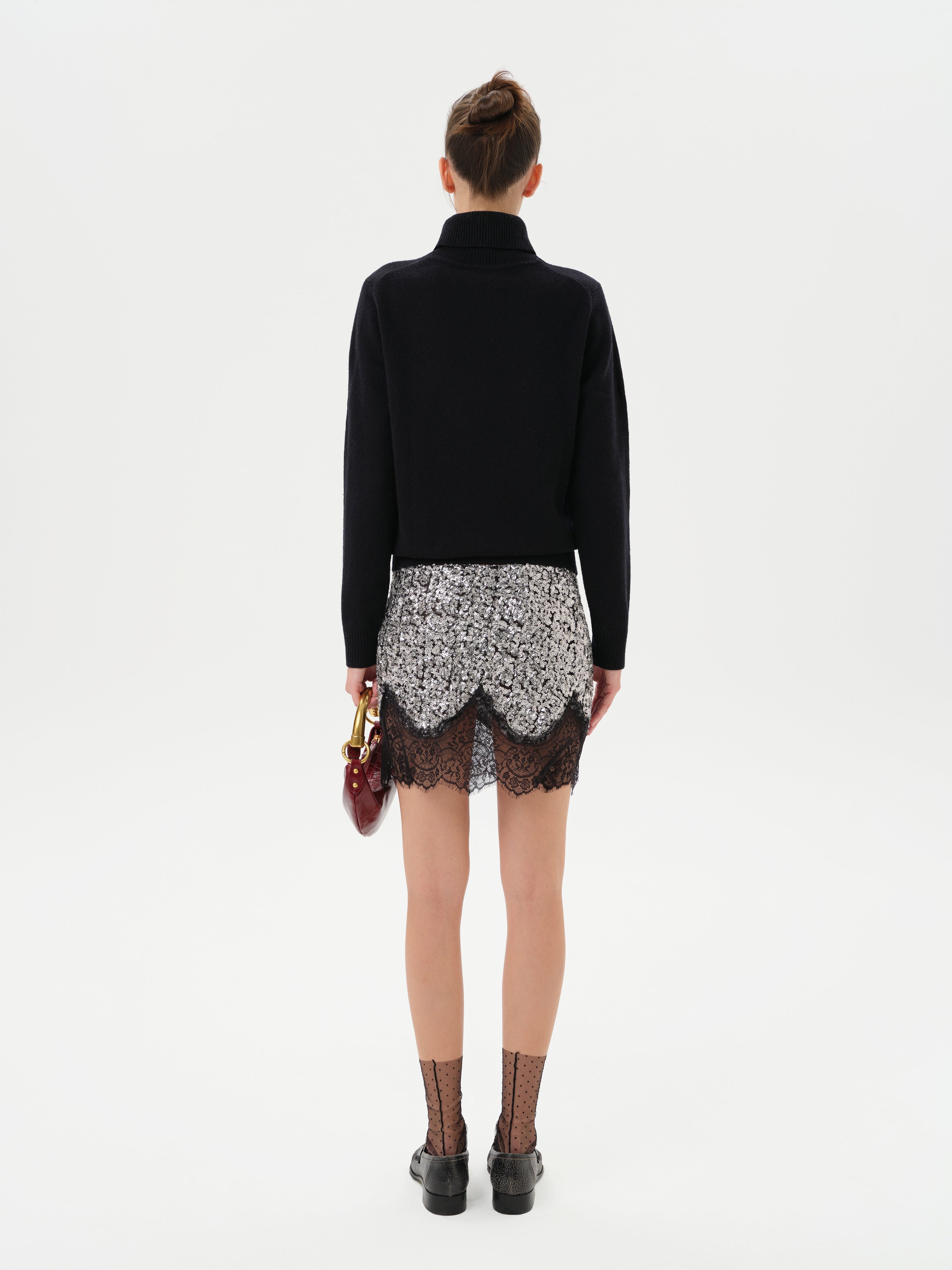 WITZ - Sequin mini skirt with lace trims