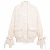 POLCA - Textured jacket with bow detailed cuffs