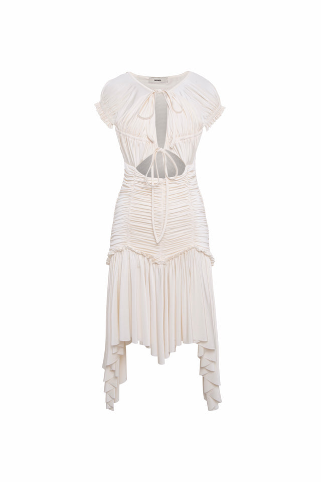 PENELOPE - Ruched asymmetric jersey dress