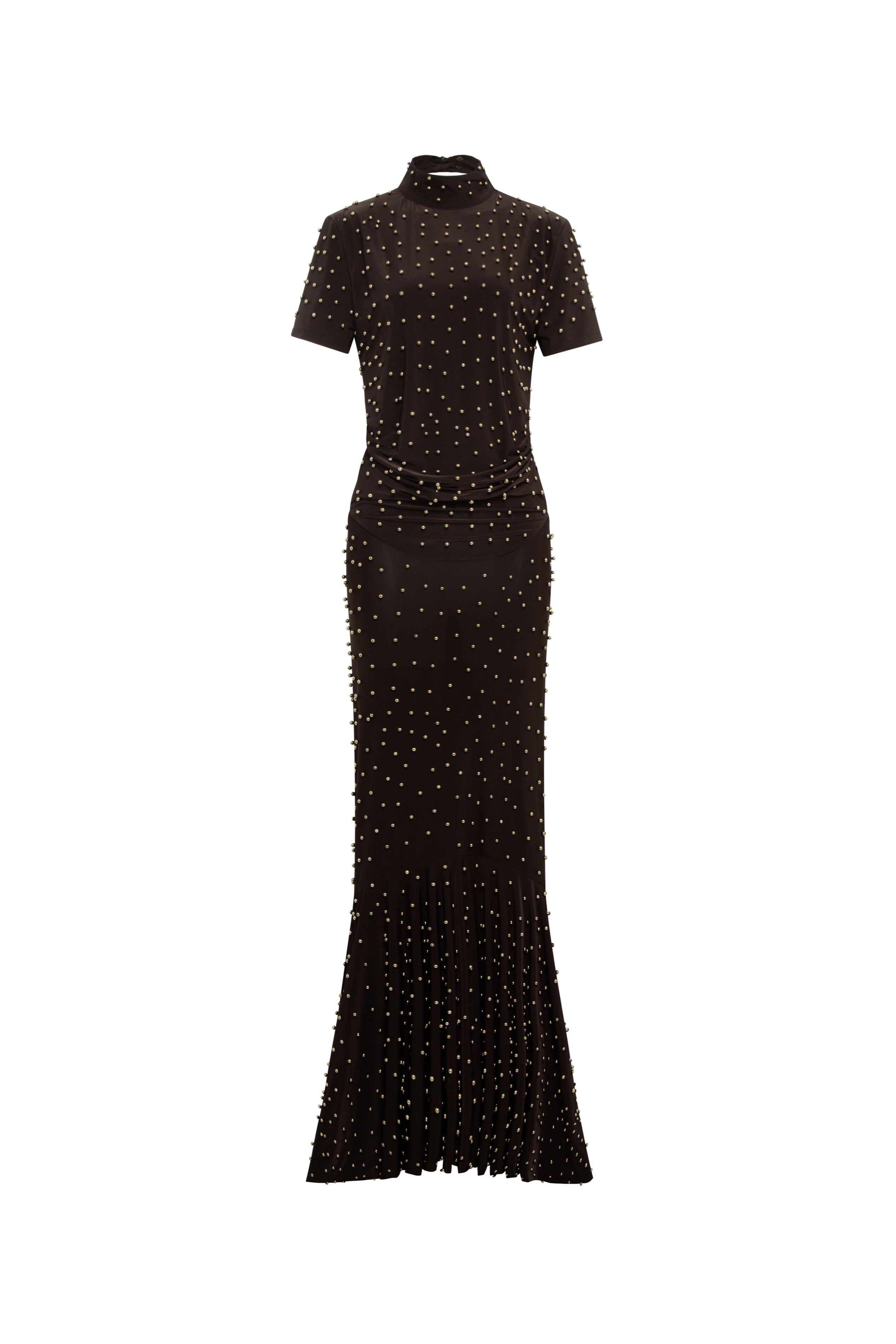 TOVI - Gold studded open-back jersey maxi dress