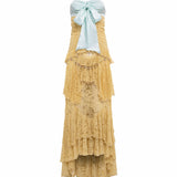 CORINNE - Strapless lace tiered maxi dress
