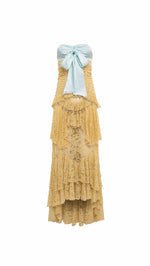 CORINNE - Strapless lace tiered maxi dress