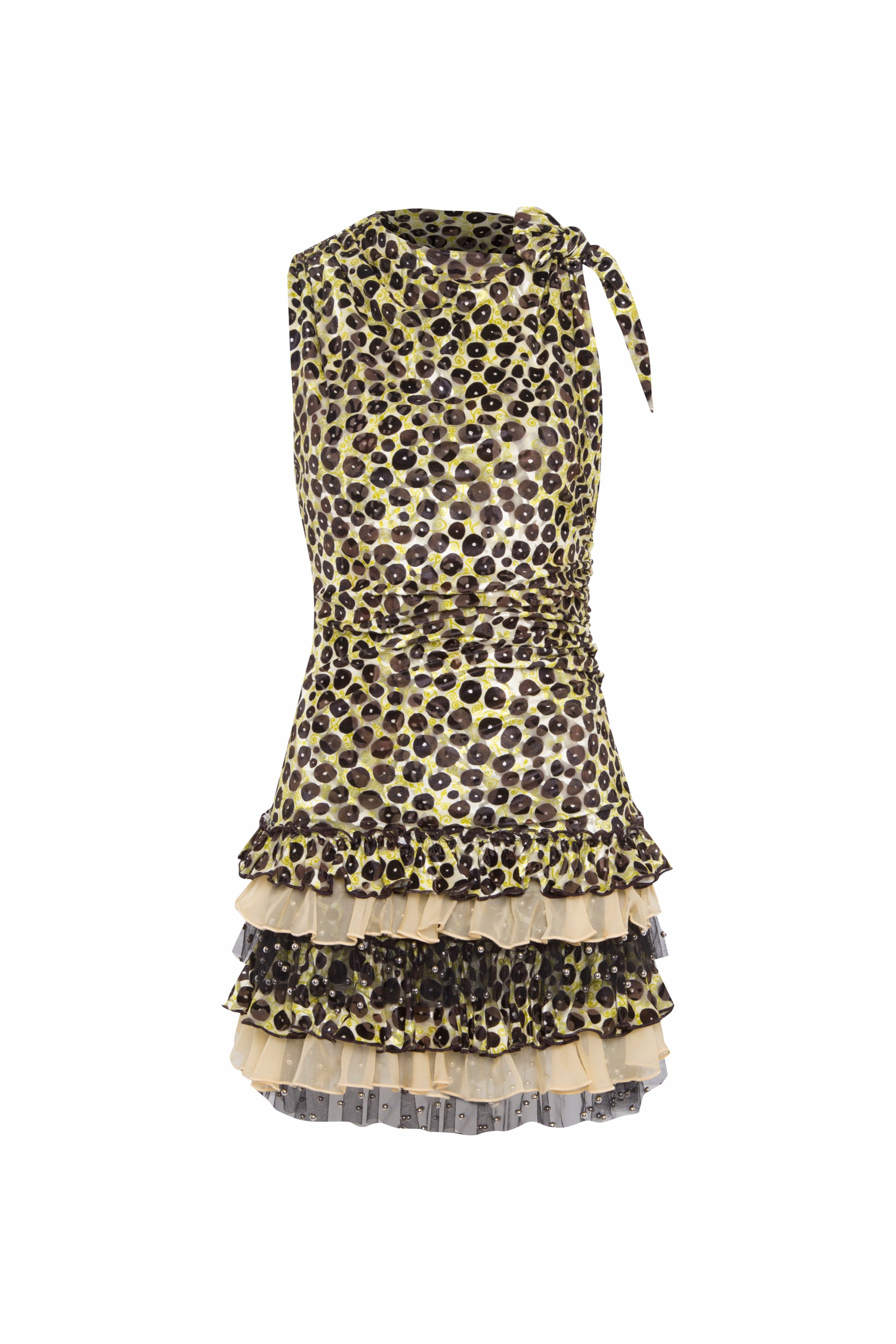 FLORIANA - Velvet devoré mini dress with ruffled hem