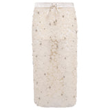 SIAM - Sheer tulle flower appliqué midi skirt