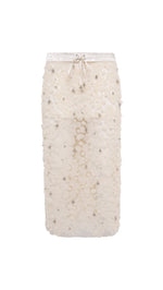 SIAM - Sheer tulle flower appliqué midi skirt