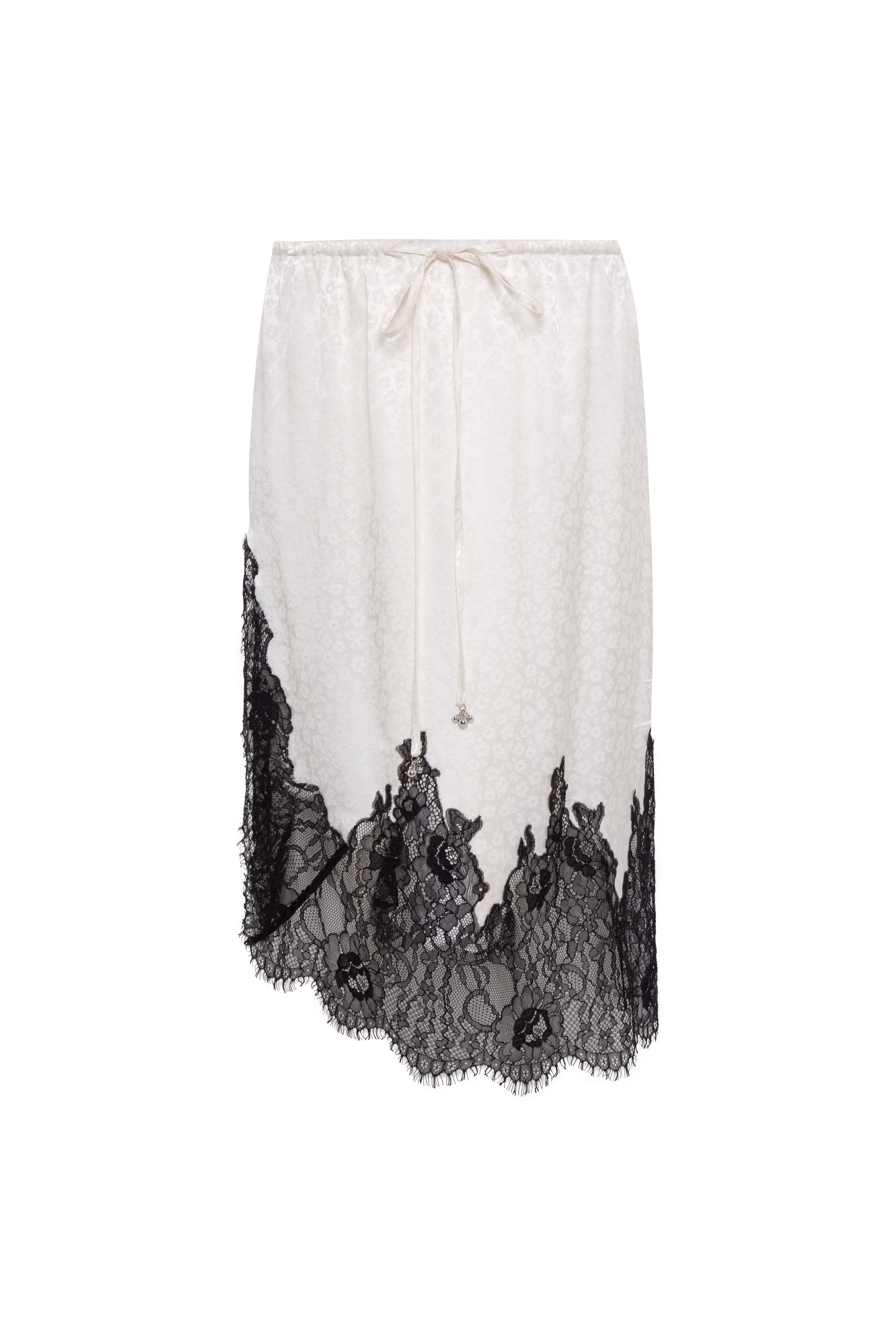 NELL - Satin lace trimmed midi skirt