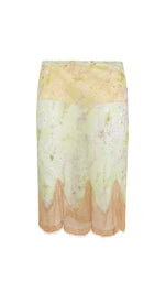 COLETTE - Printed chiffon midi skirt with lace hem