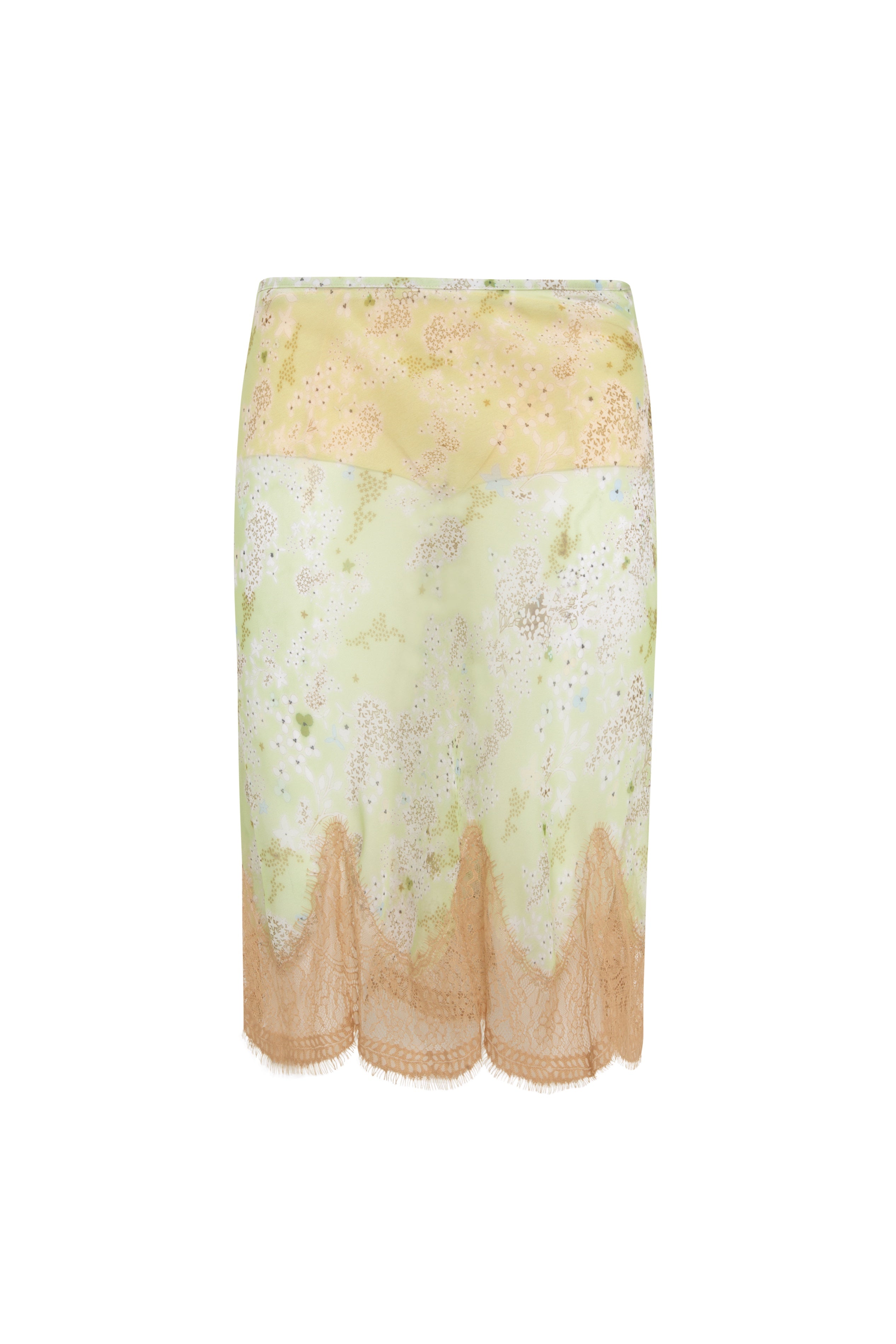 COLETTE - Printed chiffon midi skirt with lace hem