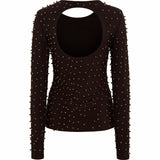 ODEL - Studded open-back longsleeved top