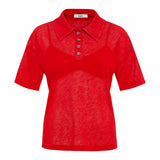 LEO - Semi-sheer mesh polo top with matching bralette