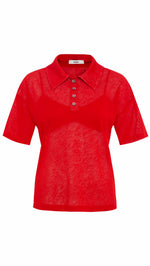 LEO - Semi-sheer mesh polo top with matching bralette