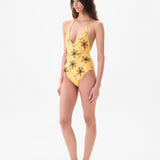 SOLENA - Embroidered floral halterneck swimsuit