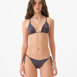 GIA - Printed triangle bikini top with beaded straps