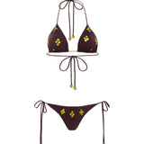 ROM - Tie-detailed embellished low-rise bikini briefs