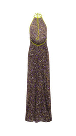 CHARLOTTE - Floral print open-back maxi voile dress
