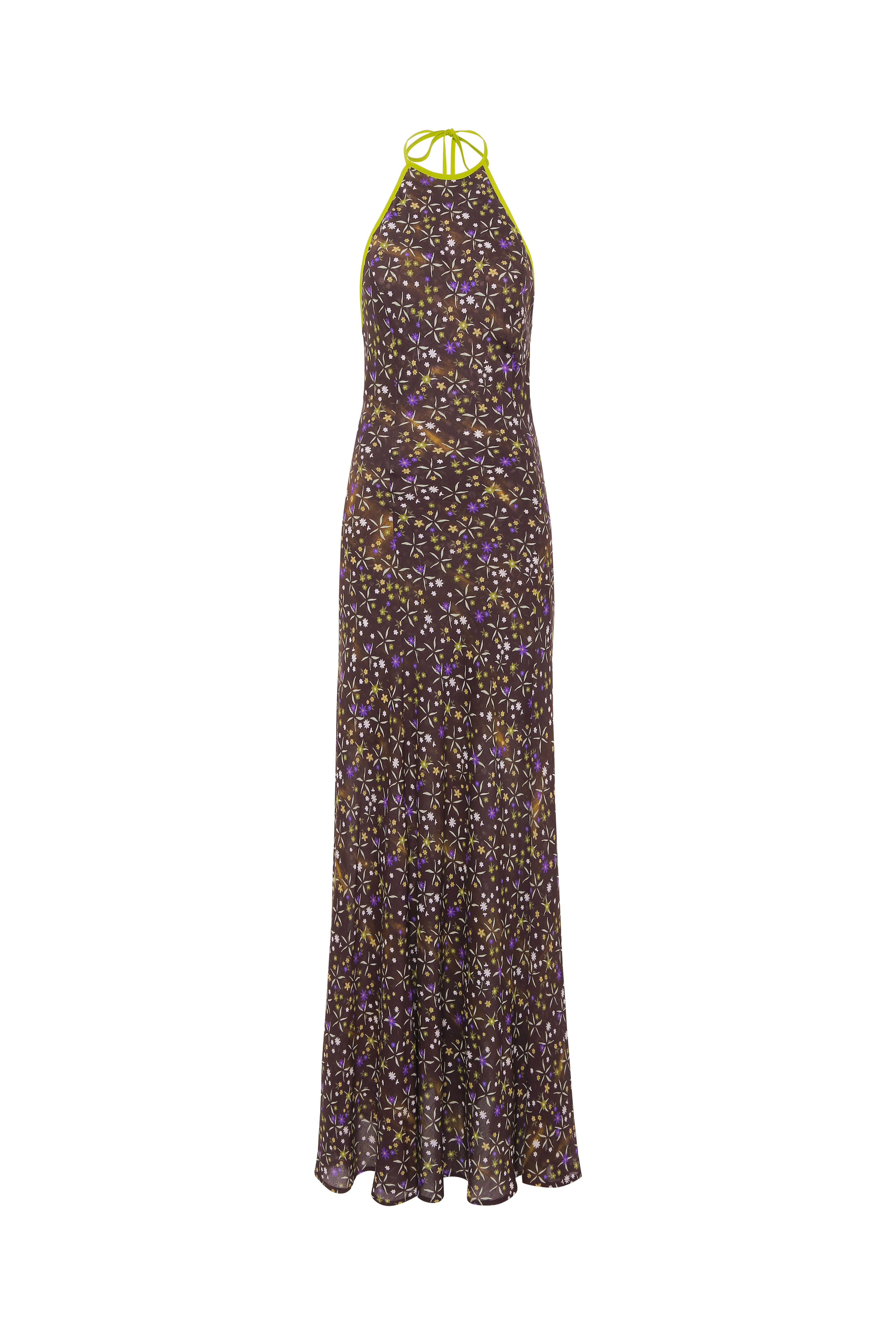 CHARLOTTE - Floral print open-back maxi voile dress