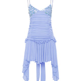 JAZ - Ruched v-neck mini dress with sequin-embroidery