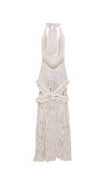 ELVIRA - Crocheted halterneck maxi dress with ruffles