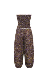 ANAIS - Floral printed strapless balloon-leg jumpsuit
