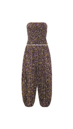 ANAIS - Floral printed strapless balloon-leg jumpsuit