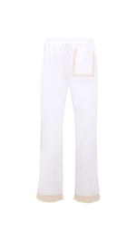 SAVINA - Lace trimmed drawstring cotton pants with fringed hems