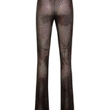 FLO - Semi sheer checkerboard print  full length pants with drawcord